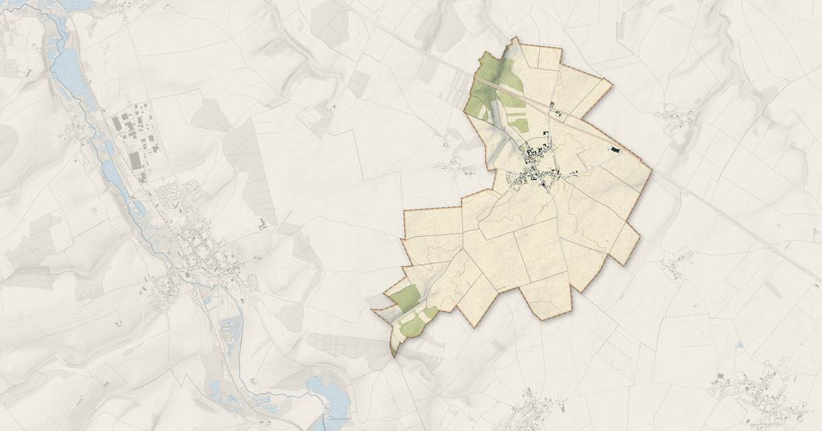 Portrait cartographique de Mézières-en-Santerre : relief, eau, forêts, bâti et voies, calculés à partir des données de l'IGN