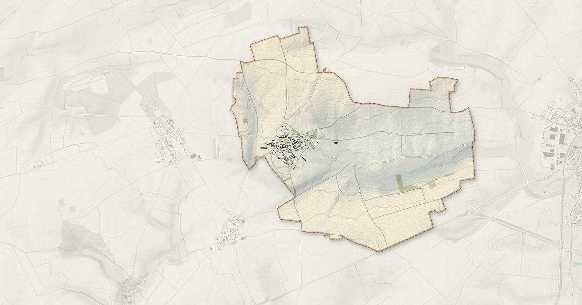 Portrait cartographique de Millencourt : relief, eau, forêts, bâti et voies, calculés à partir des données de l'IGN