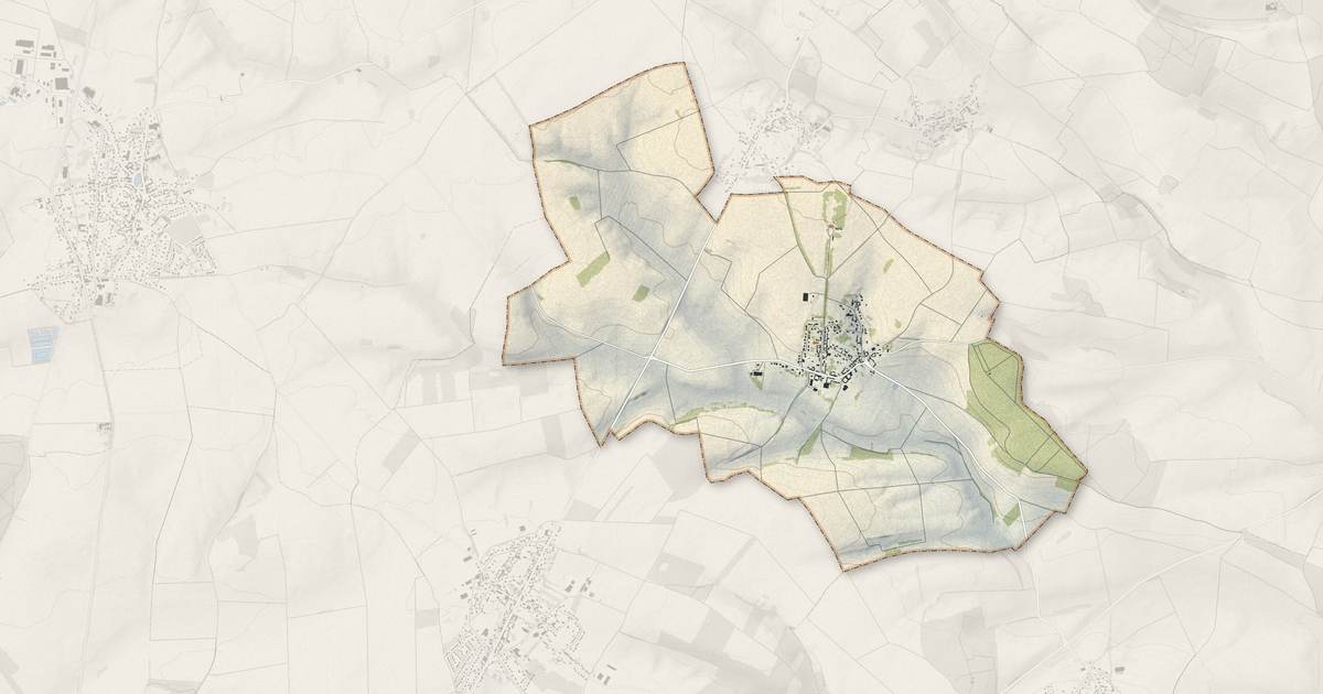 Portrait cartographique de Molliens-au-Bois : relief, eau, forêts, bâti et voies, calculés à partir des données de l'IGN
