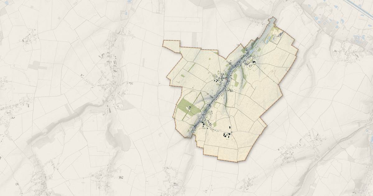 Portrait cartographique de Mons-Boubert : relief, eau, forêts, bâti et voies, calculés à partir des données de l'IGN