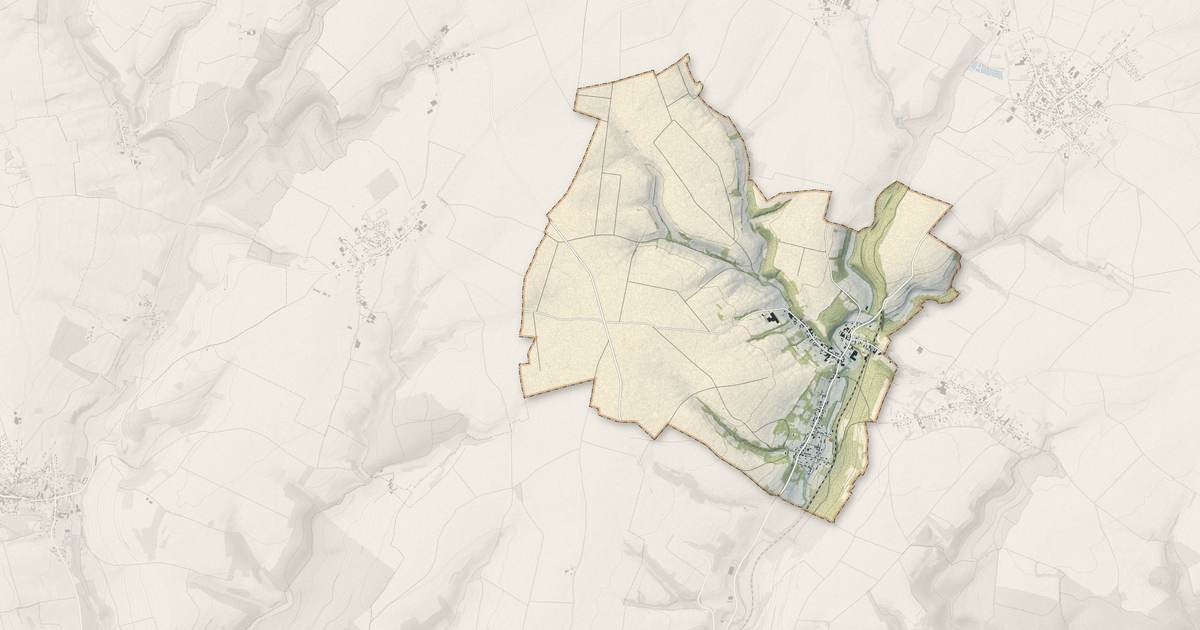 Portrait cartographique de Fieffes-Montrelet : relief, eau, forêts, bâti et voies, calculés à partir des données de l'IGN
