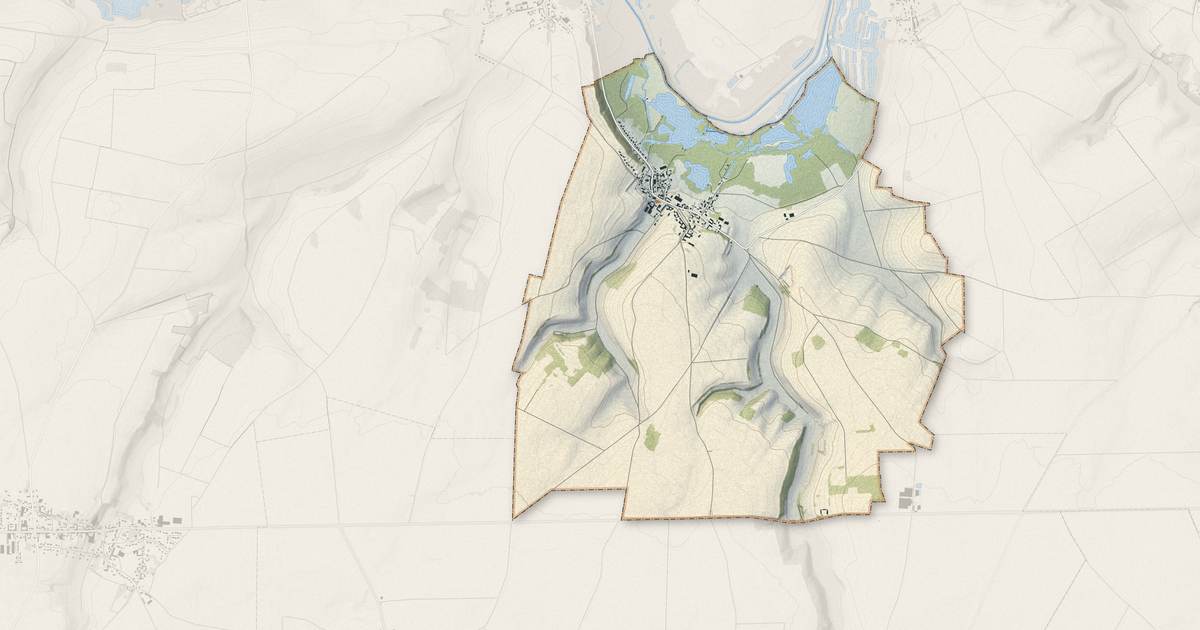 Portrait cartographique de Morcourt : relief, eau, forêts, bâti et voies, calculés à partir des données de l'IGN