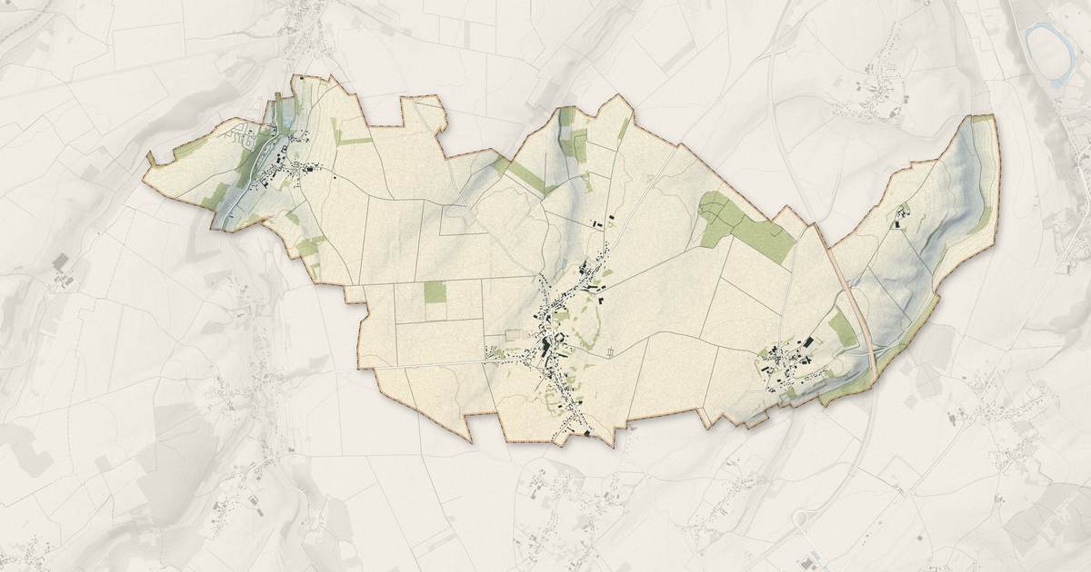 Portrait cartographique de Moyenneville : relief, eau, forêts, bâti et voies, calculés à partir des données de l'IGN