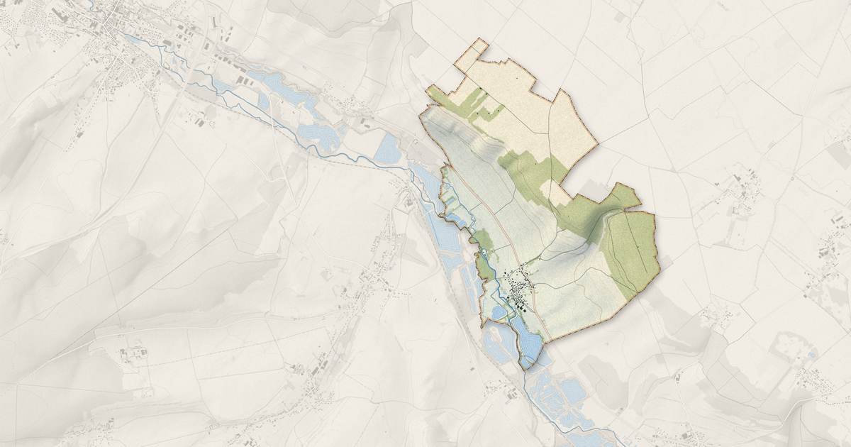 Portrait cartographique de Nesle-l'Hôpital : relief, eau, forêts, bâti et voies, calculés à partir des données de l'IGN