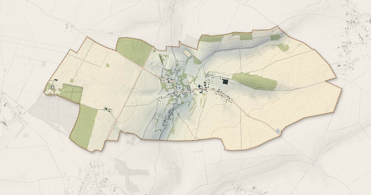 Portrait cartographique de Neuilly-l'Hôpital : relief, eau, forêts, bâti et voies, calculés à partir des données de l'IGN