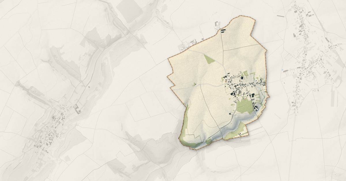Portrait cartographique de Neuvillette : relief, eau, forêts, bâti et voies, calculés à partir des données de l'IGN