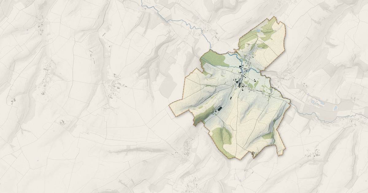 Portrait cartographique de Outrebois : relief, eau, forêts, bâti et voies, calculés à partir des données de l'IGN
