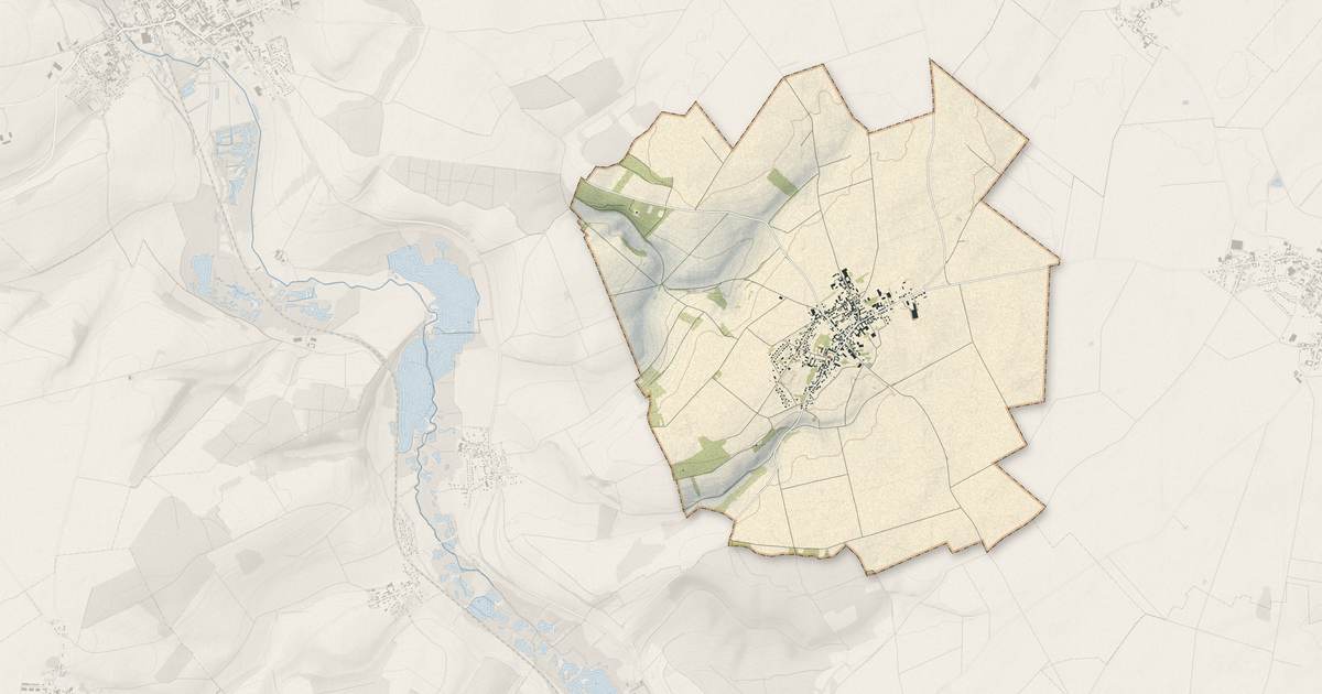 Portrait cartographique de Le Plessier-Rozainvillers : relief, eau, forêts, bâti et voies, calculés à partir des données de l'IGN