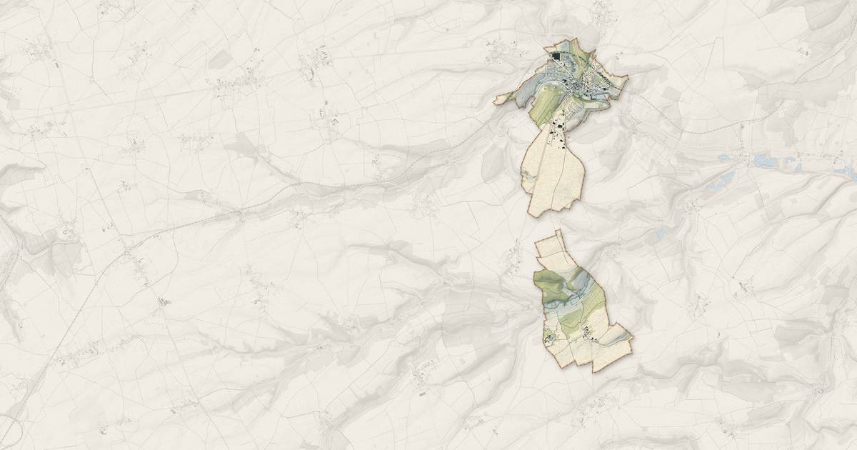 Portrait cartographique de Poix-de-Picardie : relief, eau, forêts, bâti et voies, calculés à partir des données de l'IGN