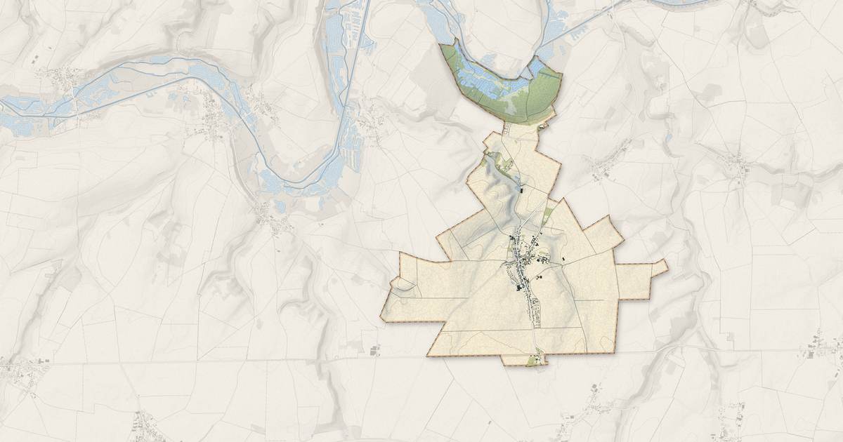 Portrait cartographique de Proyart : relief, eau, forêts, bâti et voies, calculés à partir des données de l'IGN