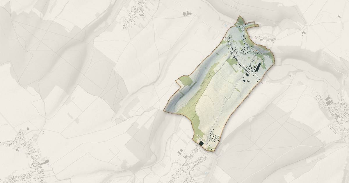 Portrait cartographique de Le Quesne : relief, eau, forêts, bâti et voies, calculés à partir des données de l'IGN