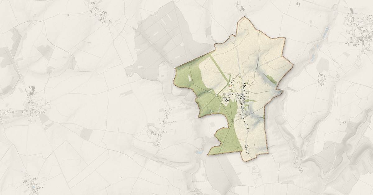 Portrait cartographique de Ribeaucourt : relief, eau, forêts, bâti et voies, calculés à partir des données de l'IGN
