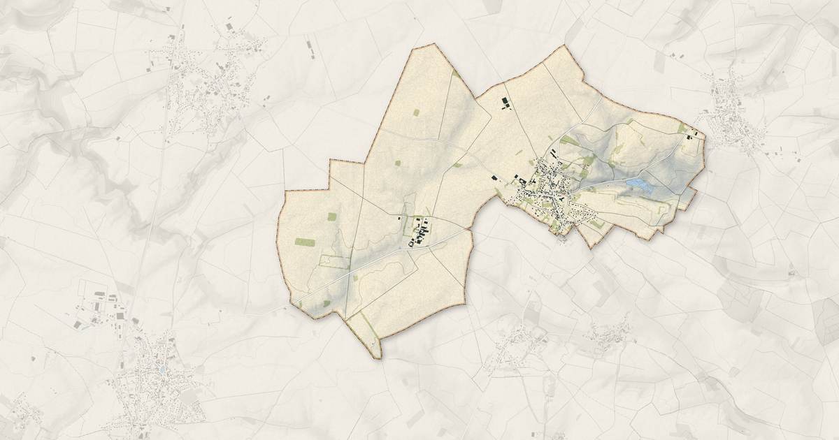 Portrait cartographique de Rubempré : relief, eau, forêts, bâti et voies, calculés à partir des données de l'IGN