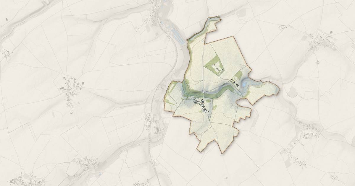 Portrait cartographique de Rubescourt : relief, eau, forêts, bâti et voies, calculés à partir des données de l'IGN