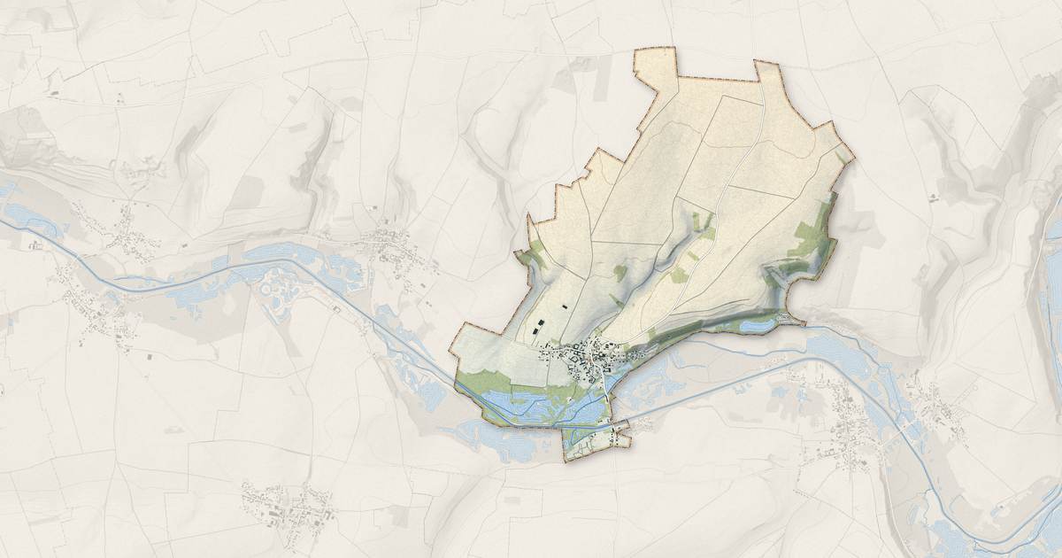 Portrait cartographique de Sailly-Laurette : relief, eau, forêts, bâti et voies, calculés à partir des données de l'IGN