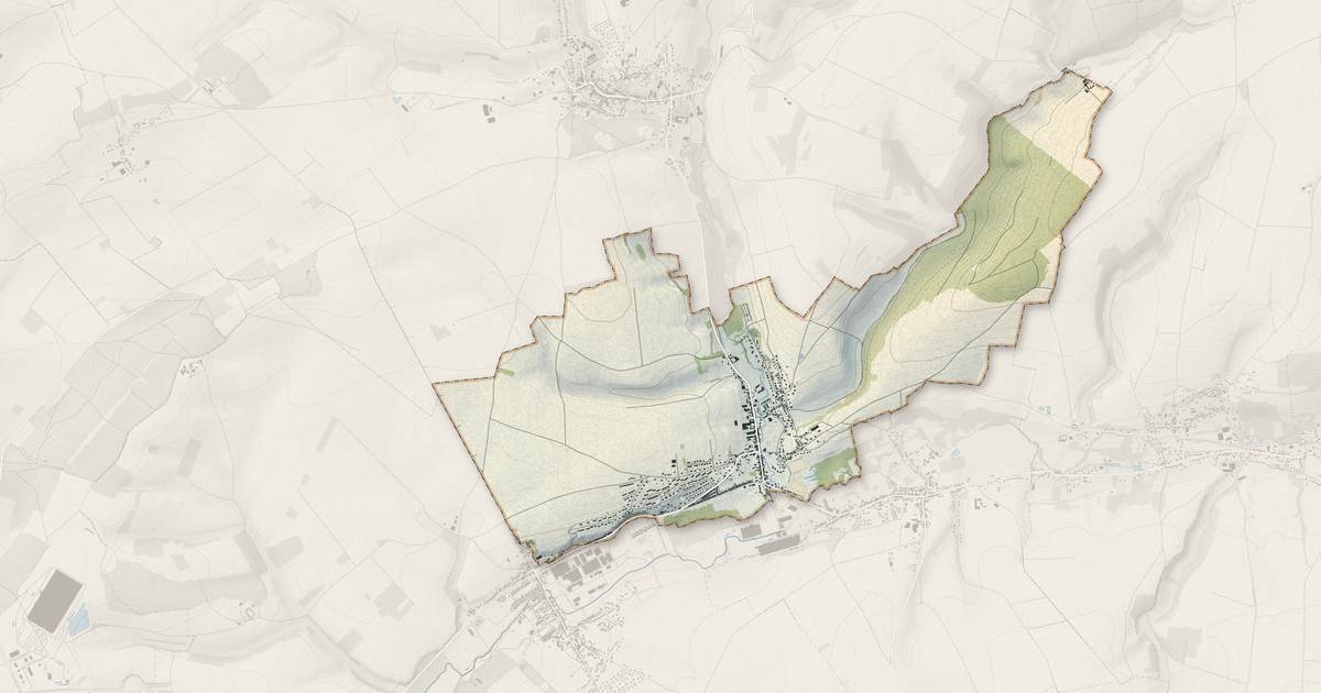 Portrait cartographique de Saint-Léger-lès-Domart : relief, eau, forêts, bâti et voies, calculés à partir des données de l'IGN