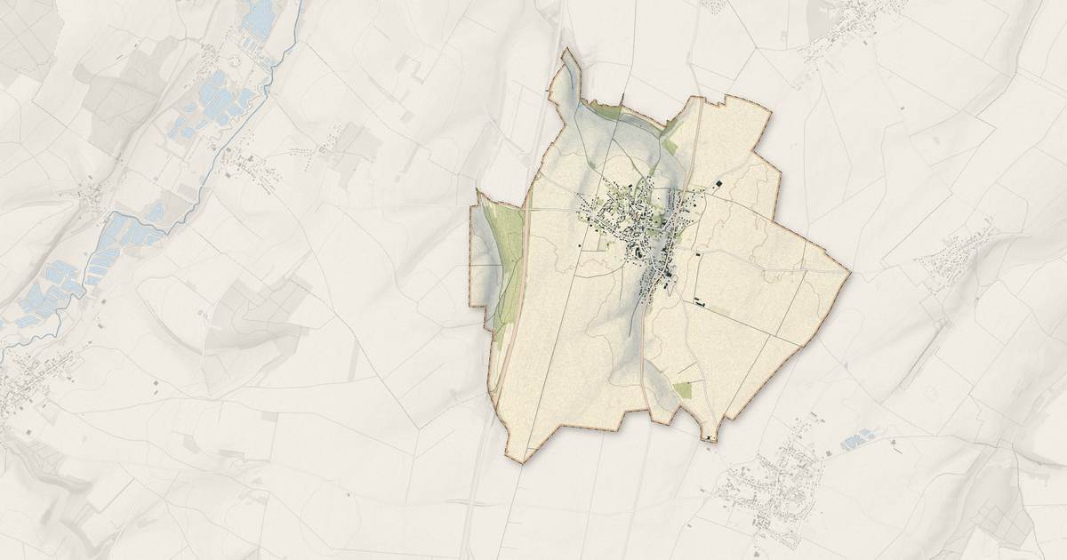Portrait cartographique de Saint-Sauflieu : relief, eau, forêts, bâti et voies, calculés à partir des données de l'IGN