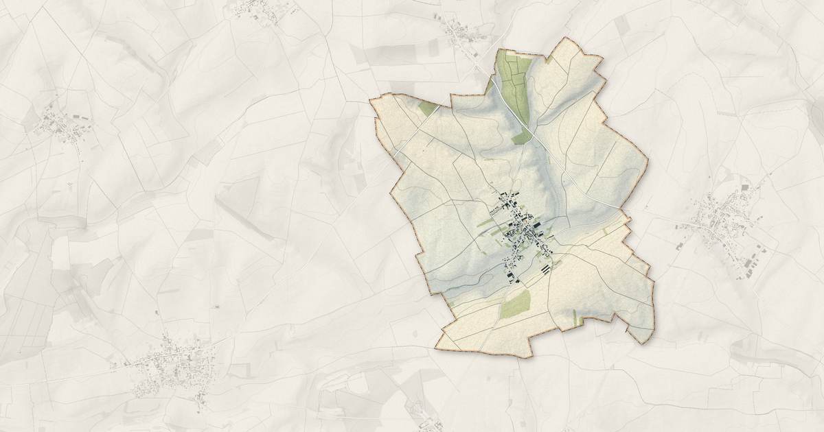 Portrait cartographique de Senlis-le-Sec : relief, eau, forêts, bâti et voies, calculés à partir des données de l'IGN
