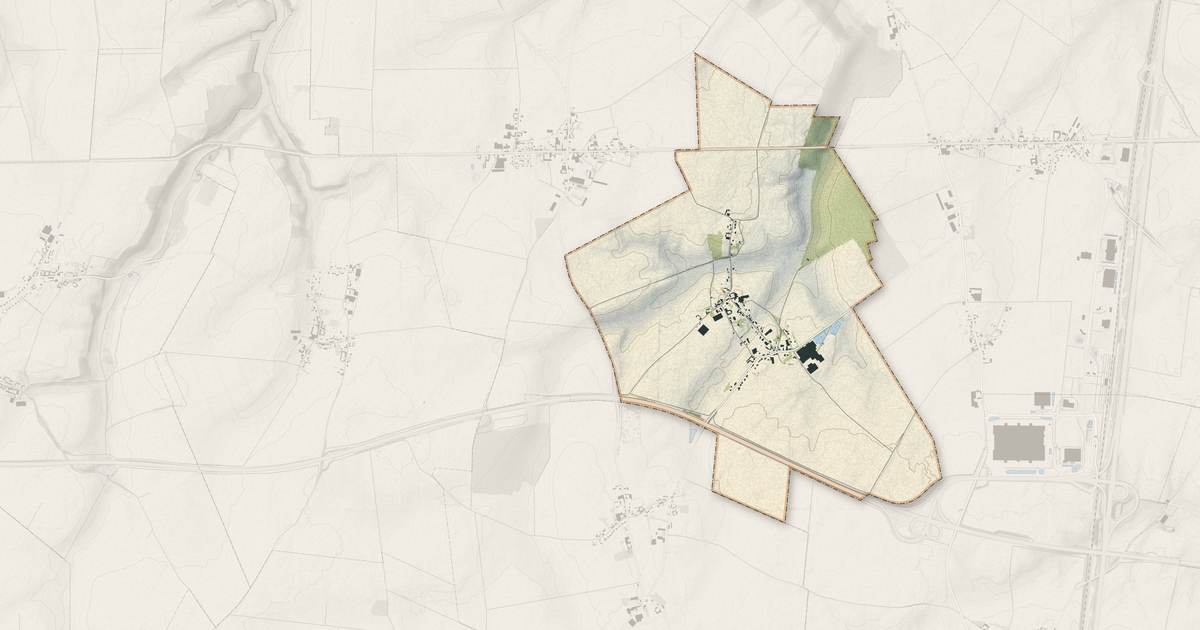 Portrait cartographique de Soyécourt : relief, eau, forêts, bâti et voies, calculés à partir des données de l'IGN