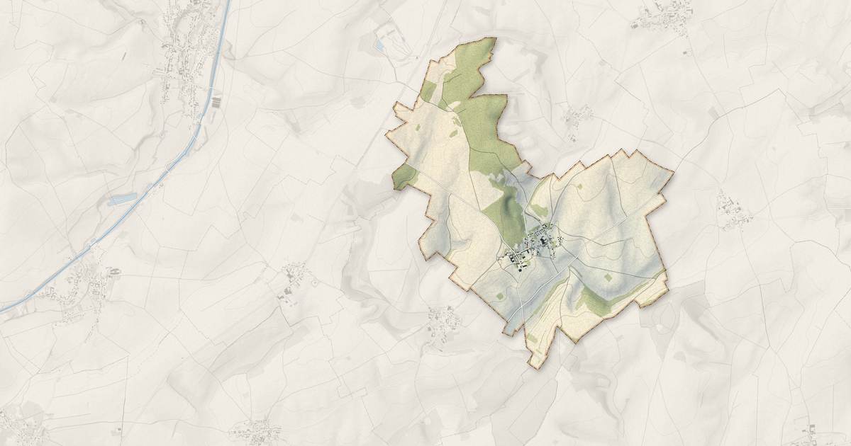 Portrait cartographique de Templeux-la-Fosse : relief, eau, forêts, bâti et voies, calculés à partir des données de l'IGN