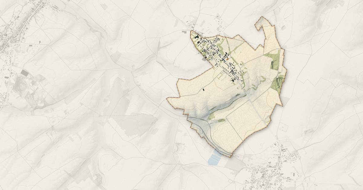 Portrait cartographique de Terramesnil : relief, eau, forêts, bâti et voies, calculés à partir des données de l'IGN