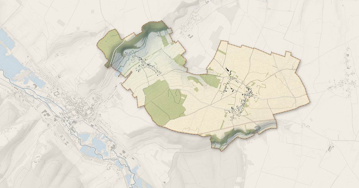 Portrait cartographique de Tilloy-Floriville : relief, eau, forêts, bâti et voies, calculés à partir des données de l'IGN