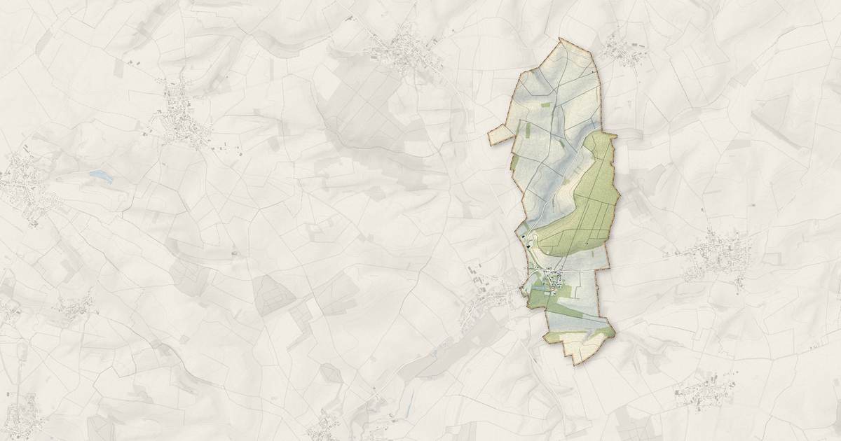 Portrait cartographique de Vadencourt : relief, eau, forêts, bâti et voies, calculés à partir des données de l'IGN