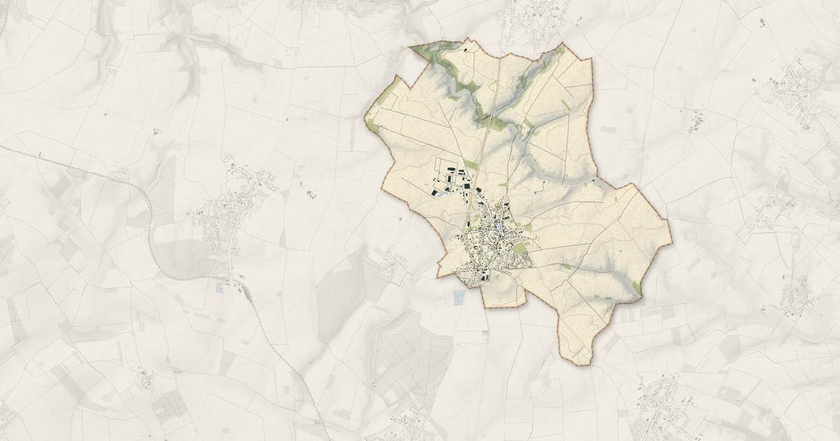 Portrait cartographique de Villers-Bocage : relief, eau, forêts, bâti et voies, calculés à partir des données de l'IGN