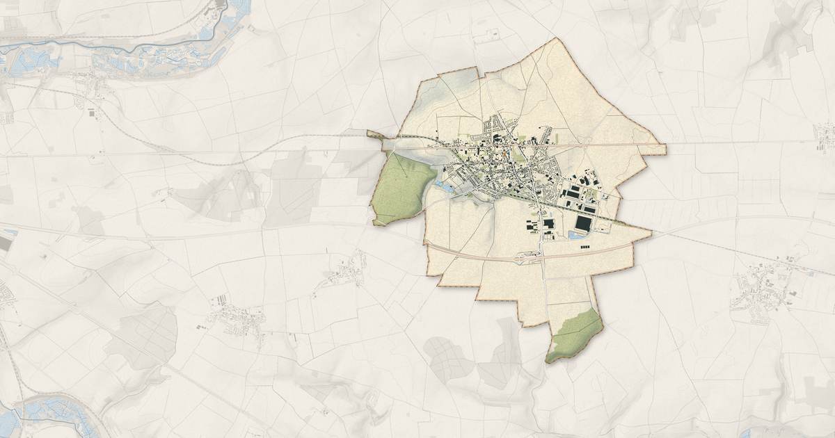 Portrait cartographique de Villers-Bretonneux : relief, eau, forêts, bâti et voies, calculés à partir des données de l'IGN