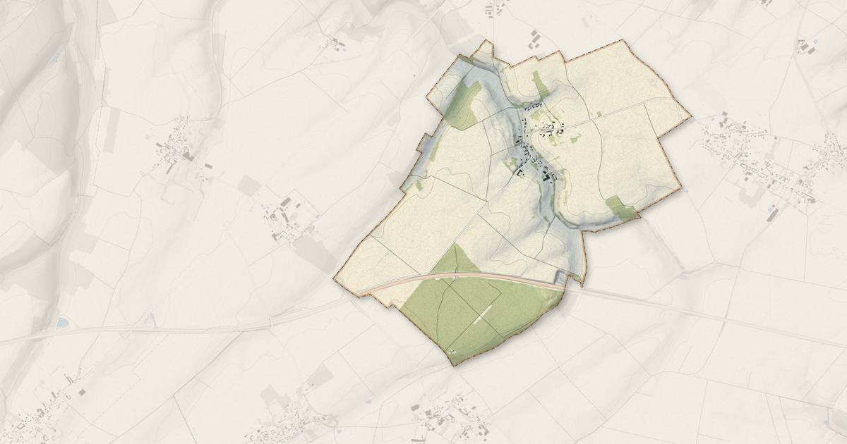 Portrait cartographique de Vraignes-lès-Hornoy : relief, eau, forêts, bâti et voies, calculés à partir des données de l'IGN