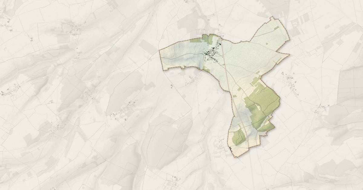 Portrait cartographique de Warlus : relief, eau, forêts, bâti et voies, calculés à partir des données de l'IGN