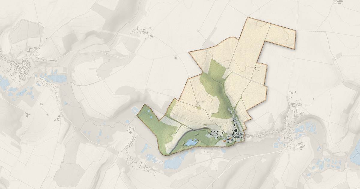 Portrait cartographique de Warsy : relief, eau, forêts, bâti et voies, calculés à partir des données de l'IGN