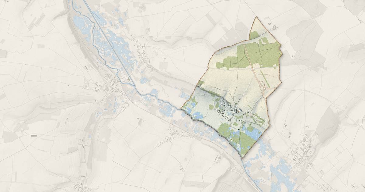 Portrait cartographique de Yzeux : relief, eau, forêts, bâti et voies, calculés à partir des données de l'IGN