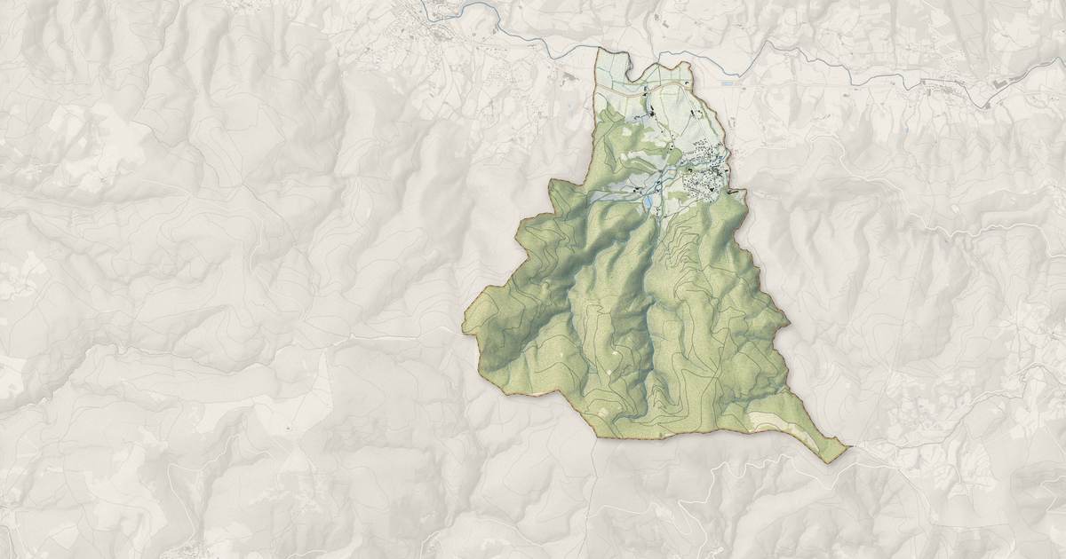 Portrait cartographique de Albine : relief, eau, forêts, bâti et voies, calculés à partir des données de l'IGN