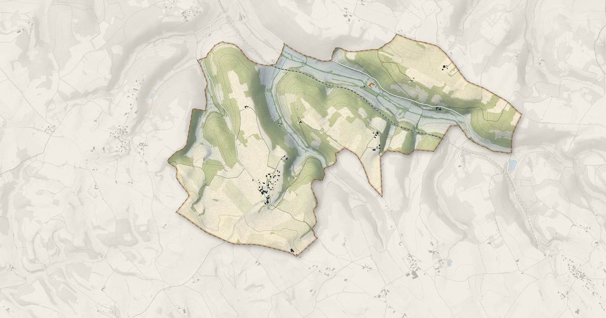 Portrait cartographique de Amarens : relief, eau, forêts, bâti et voies, calculés à partir des données de l'IGN