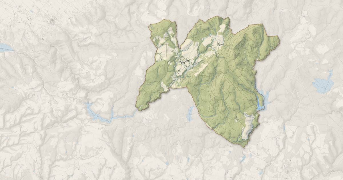 Portrait cartographique de Arfons : relief, eau, forêts, bâti et voies, calculés à partir des données de l'IGN