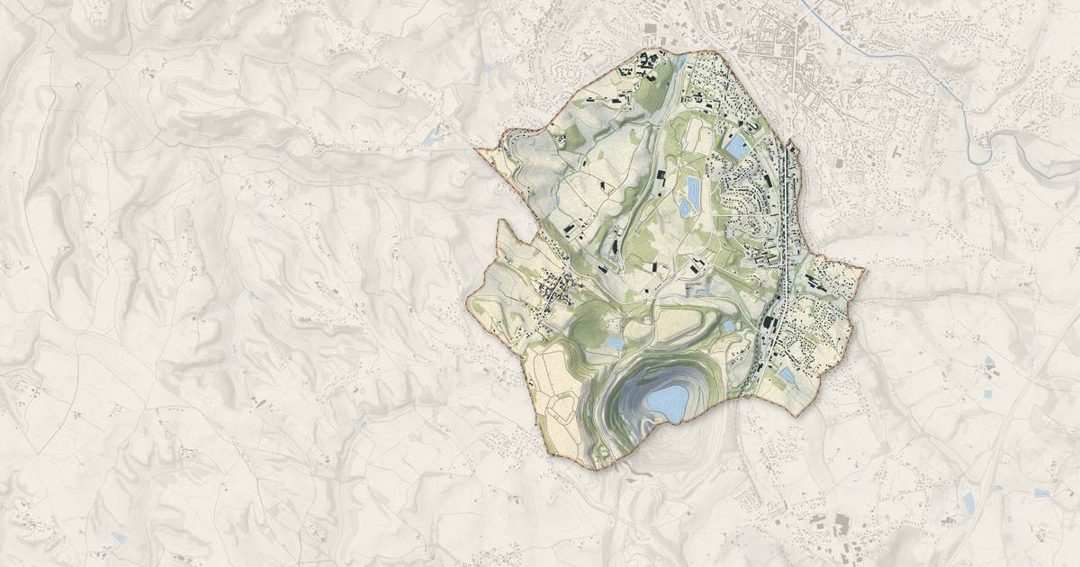 Portrait cartographique de Blaye-les-Mines : relief, eau, forêts, bâti et voies, calculés à partir des données de l'IGN