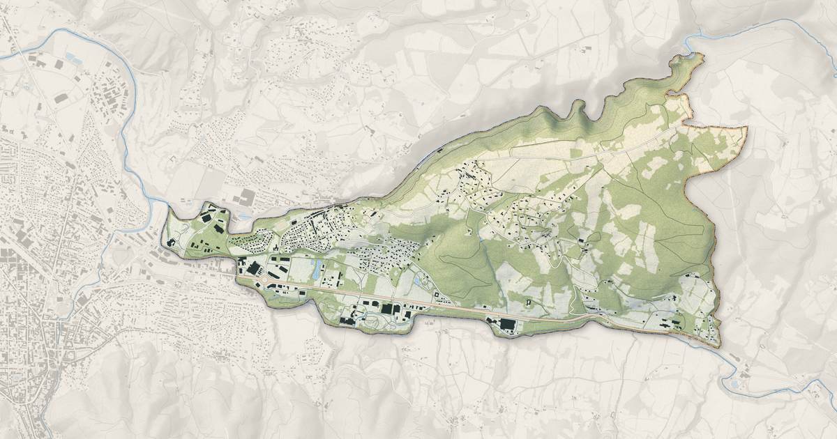 Portrait cartographique de Bout-du-Pont-de-Larn : relief, eau, forêts, bâti et voies, calculés à partir des données de l'IGN