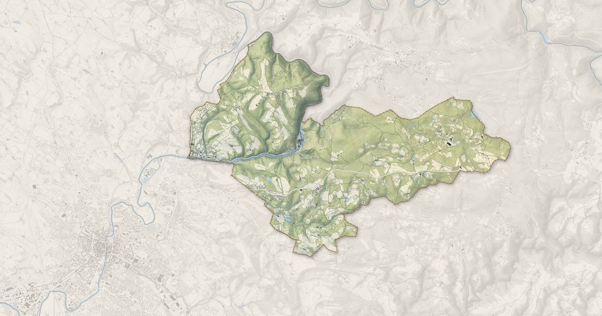 Portrait cartographique de Burlats : relief, eau, forêts, bâti et voies, calculés à partir des données de l'IGN