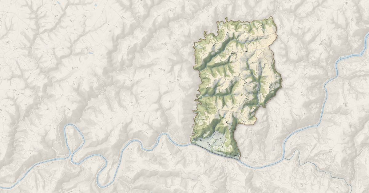 Portrait cartographique de Cadix : relief, eau, forêts, bâti et voies, calculés à partir des données de l'IGN