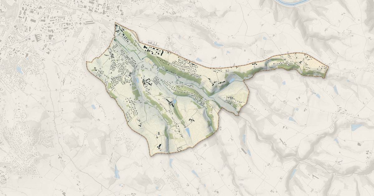 Portrait cartographique de Cambon : relief, eau, forêts, bâti et voies, calculés à partir des données de l'IGN