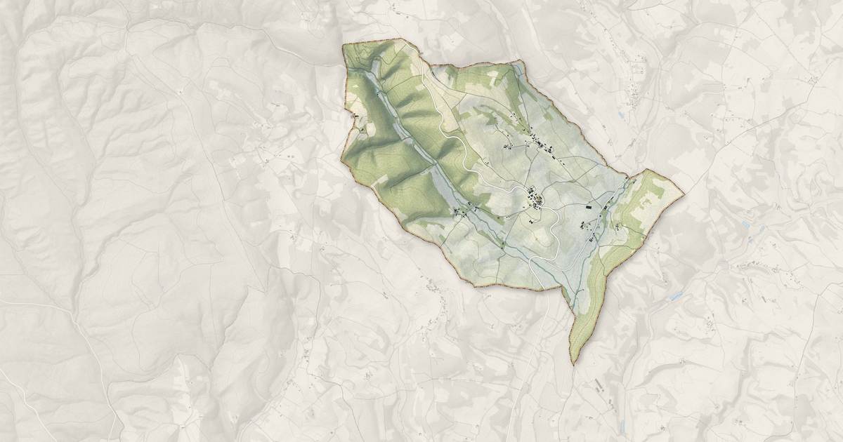 Portrait cartographique de Campagnac : relief, eau, forêts, bâti et voies, calculés à partir des données de l'IGN