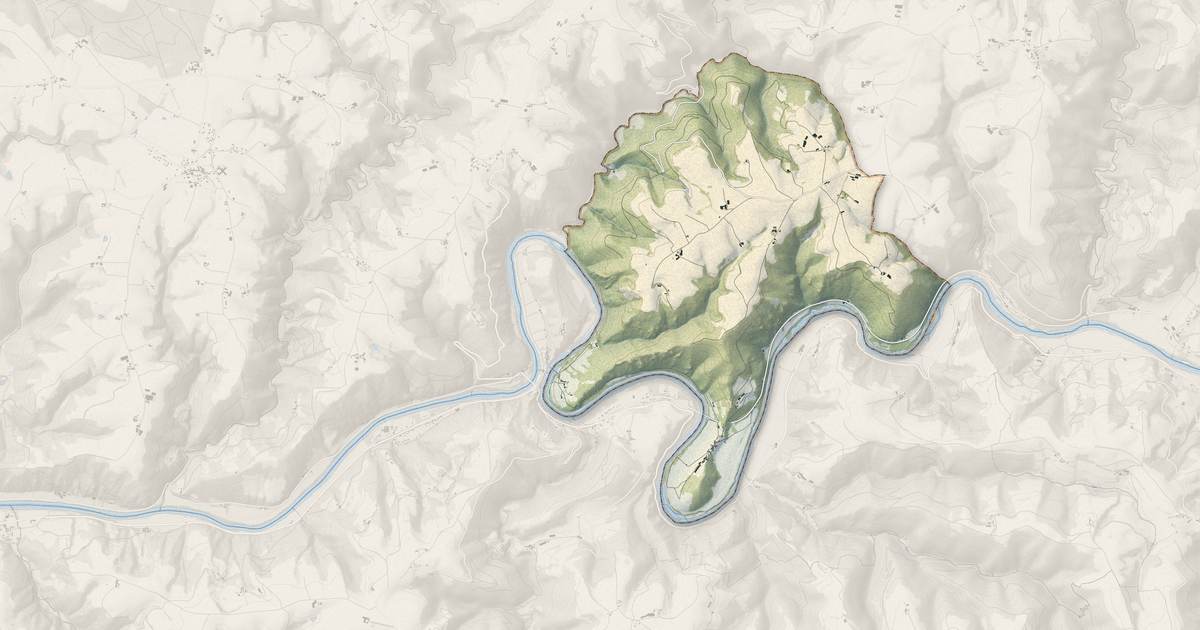 Portrait cartographique de Courris : relief, eau, forêts, bâti et voies, calculés à partir des données de l'IGN