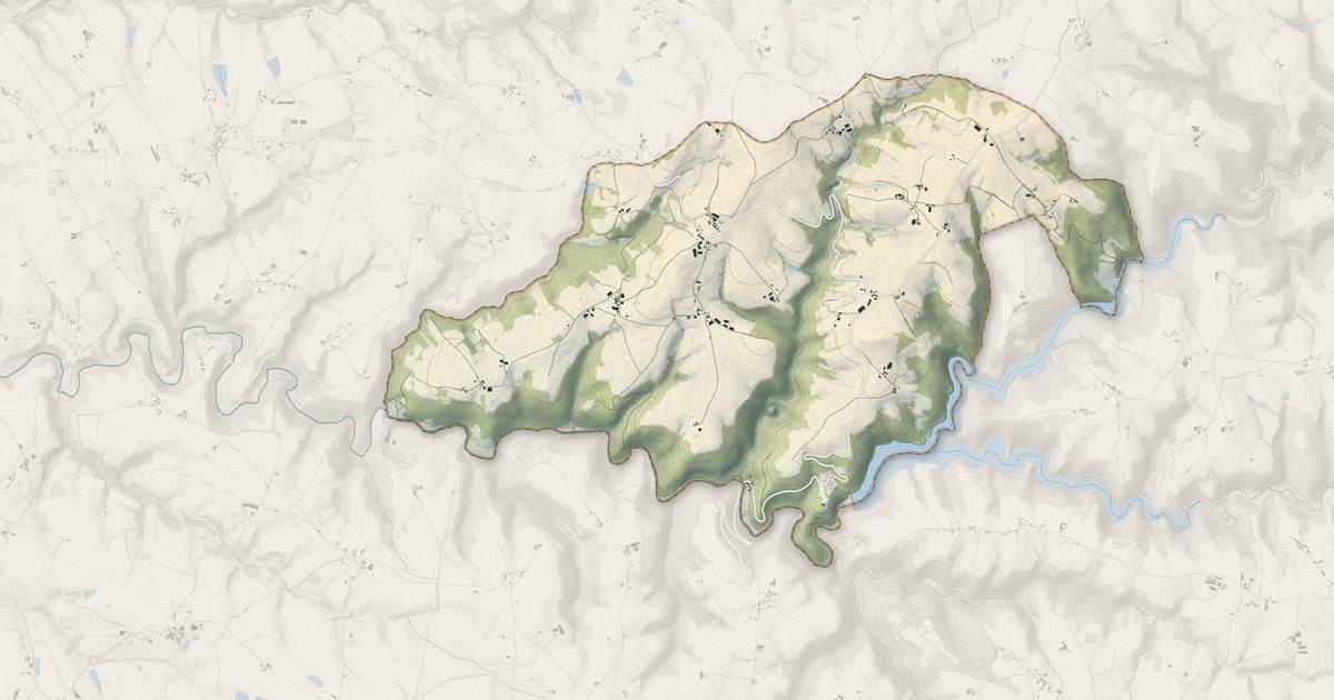 Portrait cartographique de Crespin : relief, eau, forêts, bâti et voies, calculés à partir des données de l'IGN