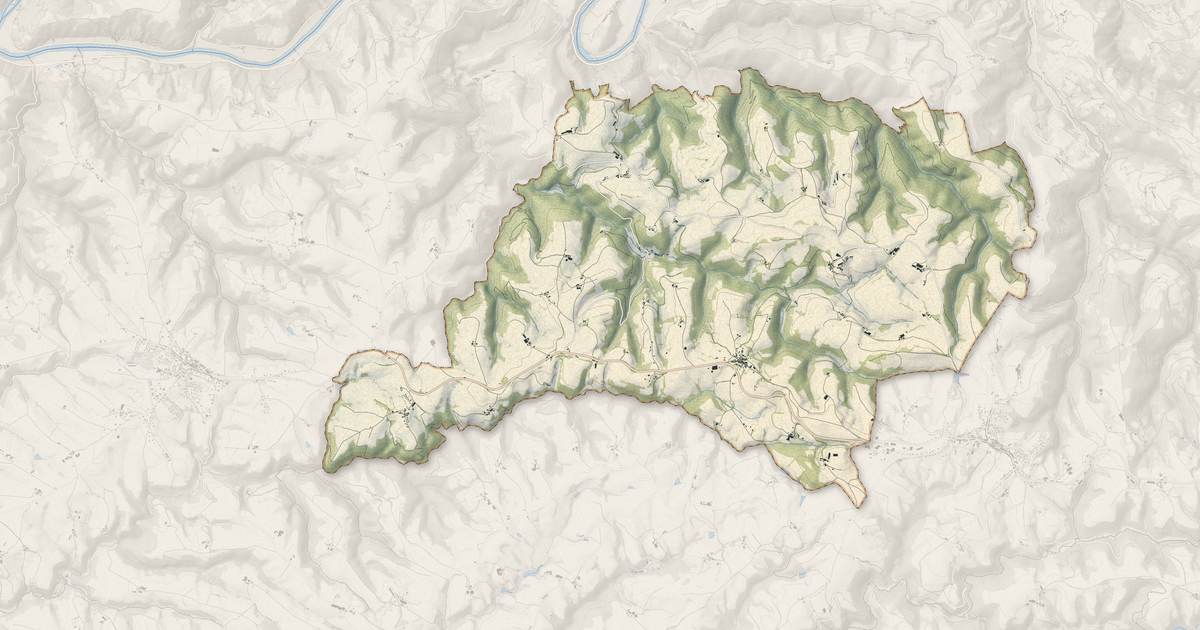 Portrait cartographique de Le Fraysse : relief, eau, forêts, bâti et voies, calculés à partir des données de l'IGN