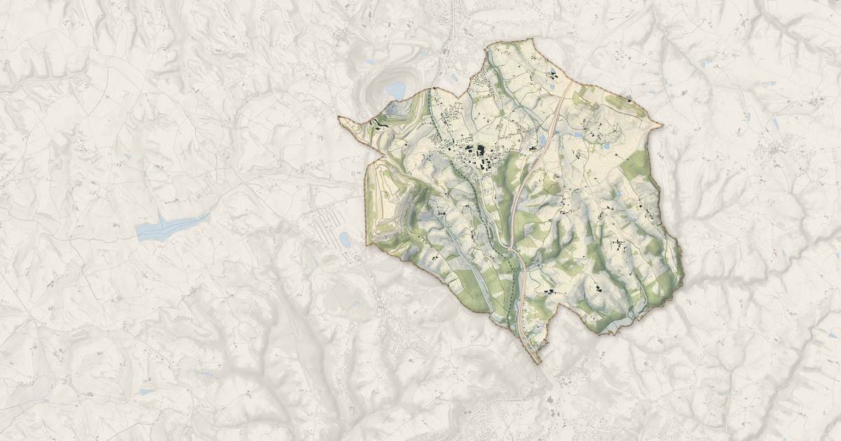 Portrait cartographique de Le Garric : relief, eau, forêts, bâti et voies, calculés à partir des données de l'IGN