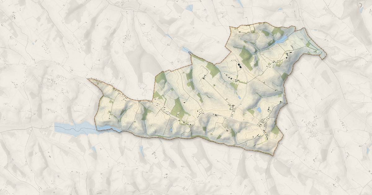 Portrait cartographique de Garrigues : relief, eau, forêts, bâti et voies, calculés à partir des données de l'IGN