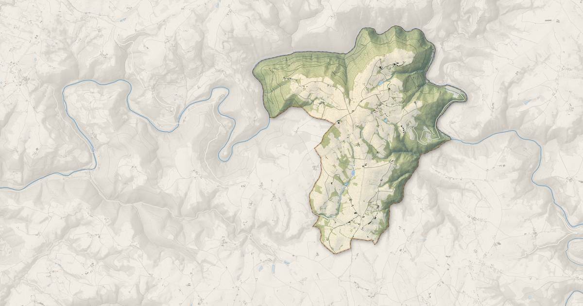 Portrait cartographique de Jouqueviel : relief, eau, forêts, bâti et voies, calculés à partir des données de l'IGN