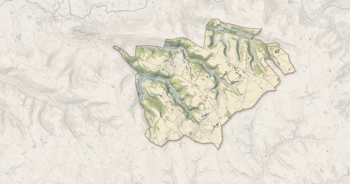 Portrait cartographique de Livers-Cazelles : relief, eau, forêts, bâti et voies, calculés à partir des données de l'IGN