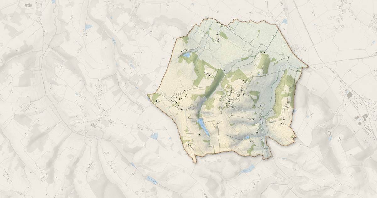 Portrait cartographique de Lugan : relief, eau, forêts, bâti et voies, calculés à partir des données de l'IGN